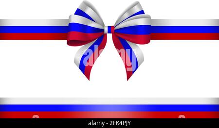 Tricolor bow and ribbon. white, blue and red bow with ribbon. russian flag colors Stock Vector