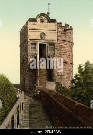 King Charles Tower (now known as the Phoenix Tower), Chester in Cheshire circa 1890-1900 Stock Photo