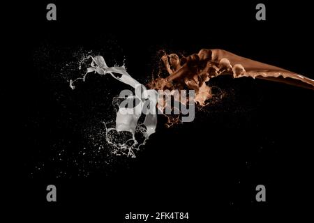 abstract liquid color splash on black background Stock Photo