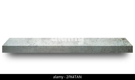 Grey stone empty shelf on white background Stock Photo