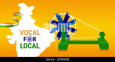 Vocal For Local slogan given by Indian Prime Minister to empowering indian economy. Made in India concept vector illustration. Stock Vector