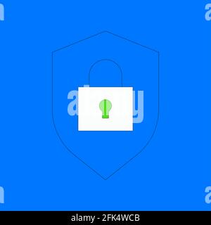 Shield with padlock. Data protection concept Stock Vector