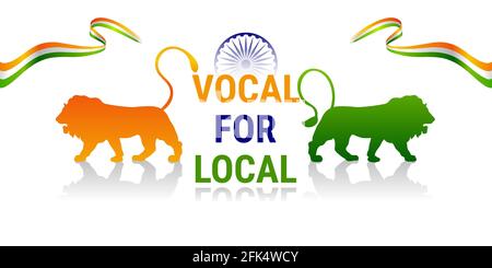 Vocal For Local slogan given by Indian Prime Minister to empowering indian economy. Made in India concept vector illustration. Stock Vector