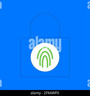 Padlock with biometric fingerprint scanner Stock Vector