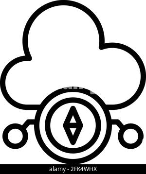 Cloud compass icon. Outline Cloud compass vector icon for web design isolated on white background Stock Vector