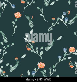 Beautiful seamless pattern in vintage style with flowers. Stock Vector