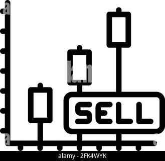 Sell graph market icon. Outline Sell graph market vector icon for web design isolated on white background Stock Vector
