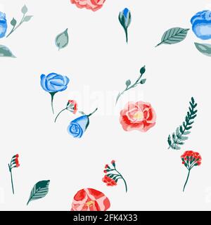 Beautiful seamless pattern in vintage style with flowers. Stock Vector