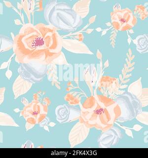 Beautiful seamless pattern in vintage style with flowers. Stock Vector