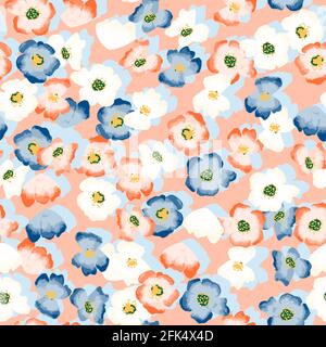 Beautiful seamless pattern in vintage style with flowers. Stock Vector