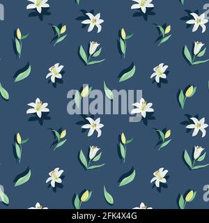 Seamless watercolor pattern with lilies in vector Stock Vector