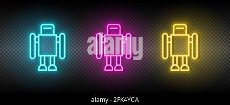 Robot vector illustration neon icon set Stock Vector