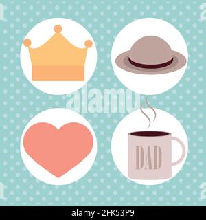 fathers day set icons with heart shape Stock Vector Image & Art - Alamy