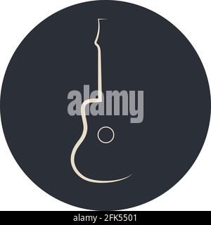 Guitar line art logo vector minimal icon. Stock Vector