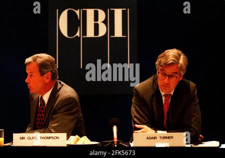 SIR CLIVE THOMPSON NEW PRESIDENT OF THE CBI WITH ADAIR TURNEER Stock Photo