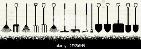 Abstract garden tools, many different tools - Vector illustration Stock Vector