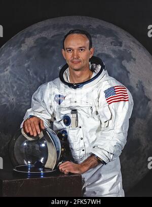 Houston, TX - File photo -- Portrait of Michael Collins, Command Module (CM) Pilot of Apollo 11 Lunar Landing Mission taken on May 1, 1969. Apollo 11 was Collins' second and final trip to space. He previously piloted the Gemini 10 mission on July 18, 1966. On that mission Collins completed two periods of extravehicular activity (EVA). Apollo 11 launched on July 16, 1969. Collins remained in Lunar orbit aboard the CM 'Columbia', while his crew mates Neil Armstrong and Buzz Aldrin landed on the Moon.Credit: NASA via CNP | usage worldwide