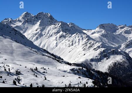 The highest mountain in the Verbier 4 Valleys ski area, the Mont Fort with its glacier skiing Stock Photo