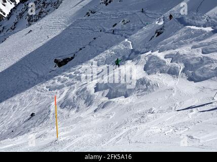 Steep off-piste skiing in Verbier, Switzerland Stock Photo