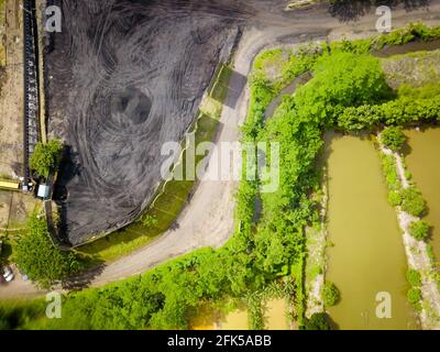 coal mining, stock pile, aerial view Stock Photo