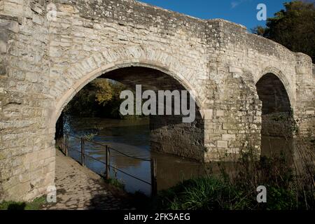 Teston Bridge  across the River Medway, between Teston and West Farleigh in Kent, England. Stock Photo