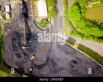 coal mining, stock pile, aerial view Stock Photo