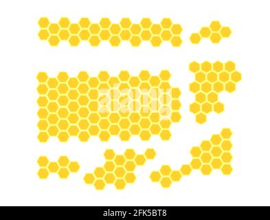 Bee honeycomb set of elements. Vector illustration Stock Vector