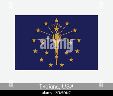 Indiana USA State Flag. Flag of IN, USA isolated on white background. United States, America, American, United States of America, US State. Vector ill Stock Vector