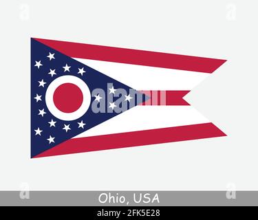 Ohio USA State Flag. Flag of OH, USA isolated on white background. United States, America, American, United States of America, US State. Vector illust Stock Vector
