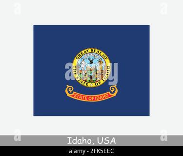 Idaho USA State Flag. Flag of ID, USA isolated on white background. United States, America, American, United States of America, US State. Vector illus Stock Vector