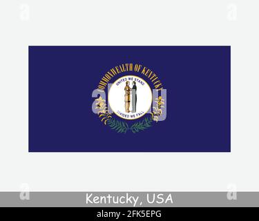 Kentucky state of United States of America, USA. Simplified thick black ...