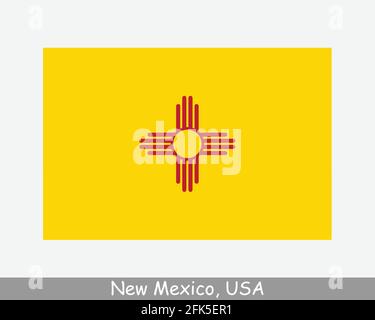 New Mexico USA State Flag. Flag of NM, USA isolated on white background. United States, America, American, United States of America, US State. Vector Stock Vector