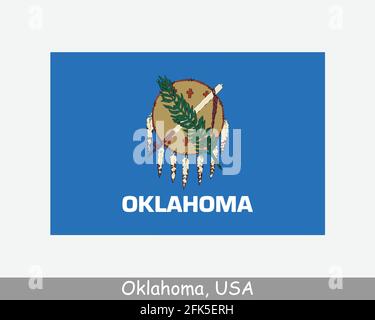 Oklahoma USA State Flag. Flag of OK, USA isolated on white background. United States, America, American, United States of America, US State. Vector il Stock Vector