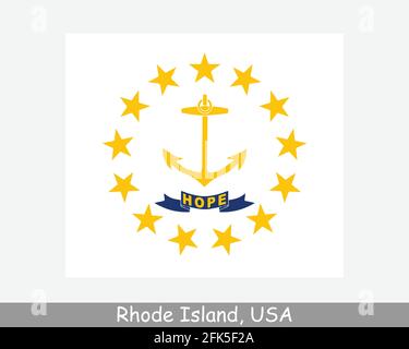 Rhode Island USA State Flag. Flag of RI, USA isolated on white background. United States, America, American, United States of America, US State. Vecto Stock Vector