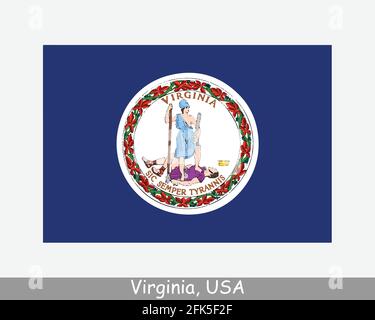 Virginia USA State Flag. Flag of VA, USA isolated on white background. United States, America, American, United States of America, US State. Vector il Stock Vector