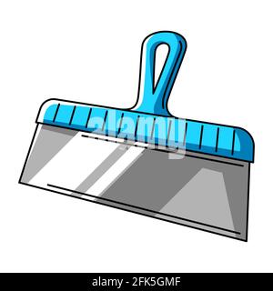 Illustration of putty spatula. Repair working tool. Equipment for construction industry. Stock Vector