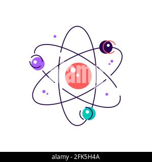 Vector art of colorful atom diagram with electrons on orbits Stock Vector