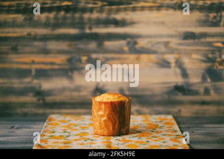 Freshly baked Easter cake in a baking dish on a wooden table. Stock Photo