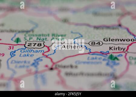 Athens shown on a Road map or a geography map Stock Photo - Alamy