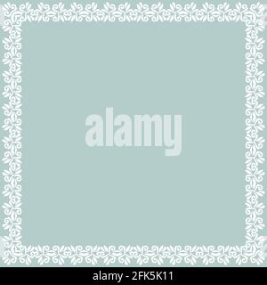 Classic square frame with arabesques and orient elements. Abstract ornament with place for text. Vintage light blue and white pattern Stock Photo