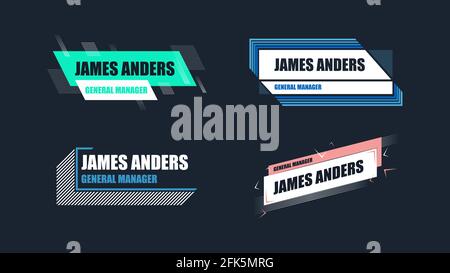 Modern dynamic lower third banners template set of four. Vector illustration Stock Vector