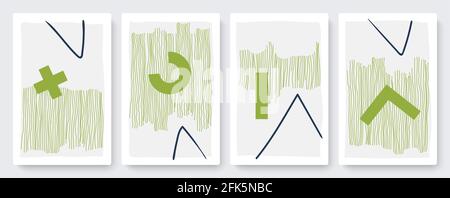 Abstract trendy strokes, line symbols set, template background for social media stories Stock Vector