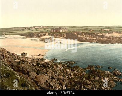 Trevone Bay beach in Cornwall circa 1890-1900 Stock Photo