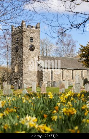 Spring at Troutbeck Parish Church graveyard  Windermere in Cumbria’s Lake District National Park Stock Photo