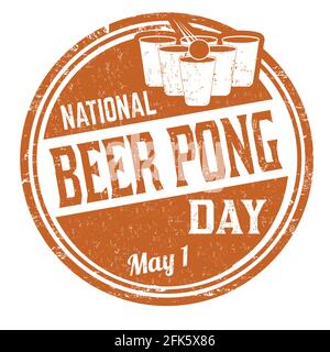 National beer pong day grunge rubber stamp on white background, vector illustration Stock Vector