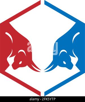 Bull icon logo, buffalo head icon logo design vector template Stock Vector