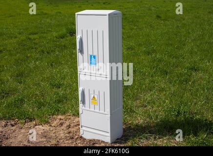 Outdoor Electric cabinet - large electrical control box. Stock Photo
