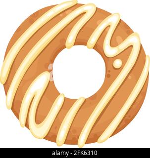 Donut glazed with colorful sugar and icing and topped with sprinkles lying isolated on white background. Tasty fried dough confectionery or dessert Stock Vector