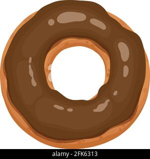 Donut glazed with colorful sugar and icing and topped with sprinkles lying isolated on white background. Tasty fried dough confectionery or dessert Stock Vector