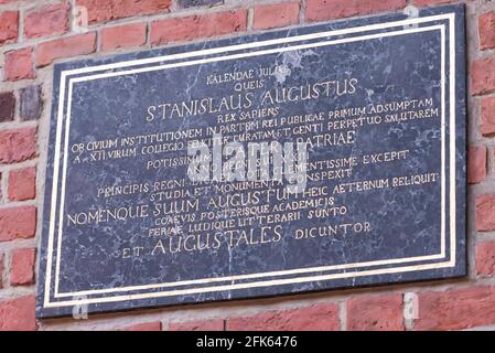 Memorial plaque in the courtyard of the Jagiellonian University. The University where Copernicus studied. Stock Photo
